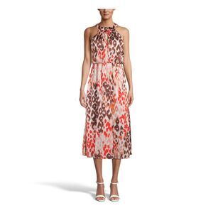 BAR III DRESSES Womens Beige Chiffon, Keyhole-back Sleeveless Midi Dress XS